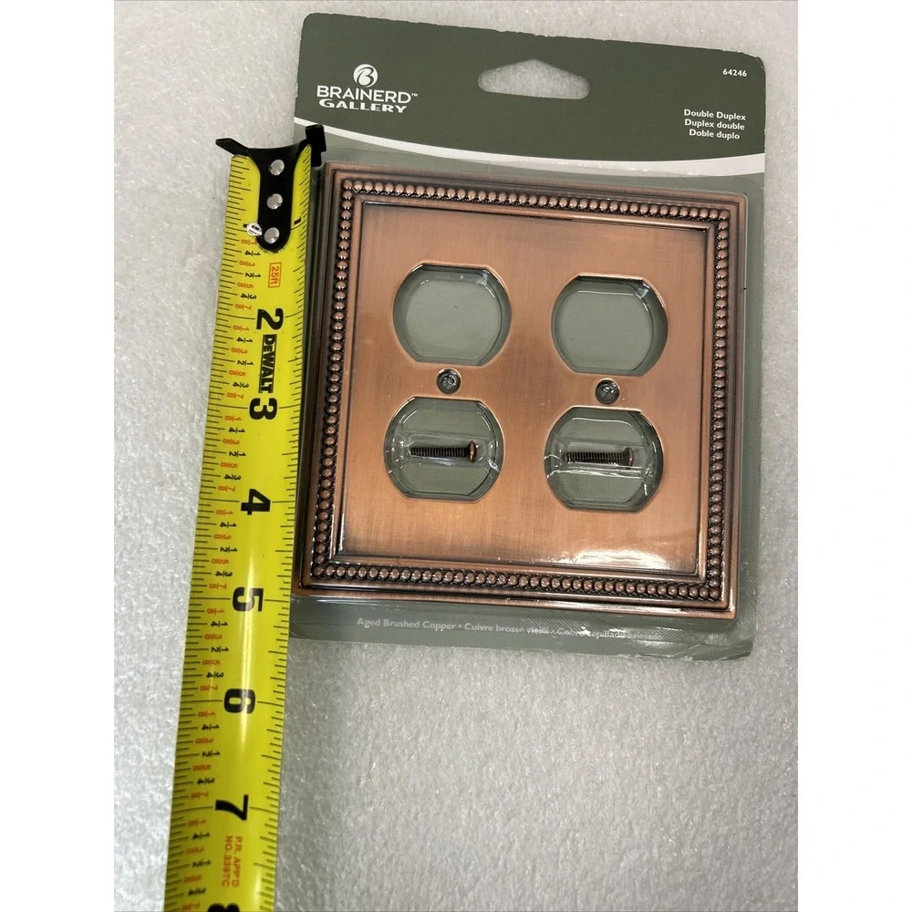 Brainerd Gallery Double Duplex Aged Brushed Copper Outlet Cover 64246